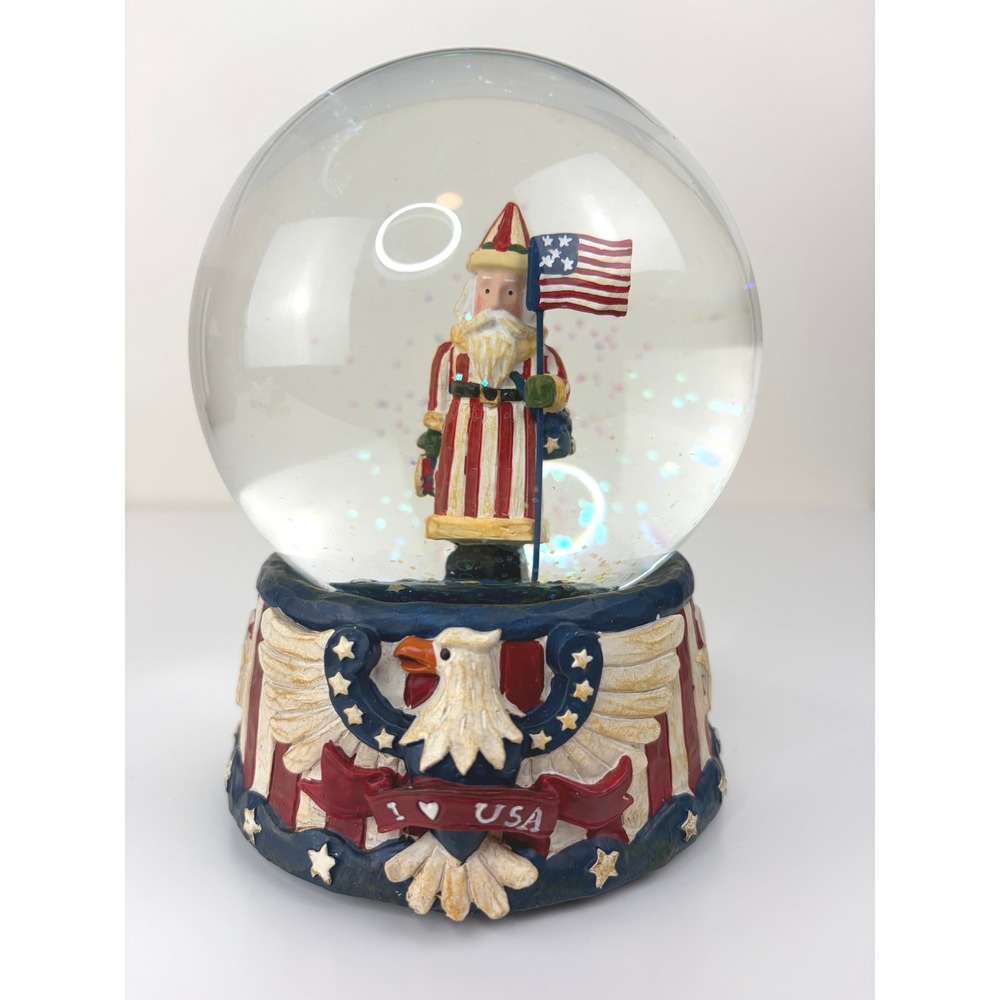 Patriotic Santa Musical Snow Globe USA Americana Christmas JCPenney